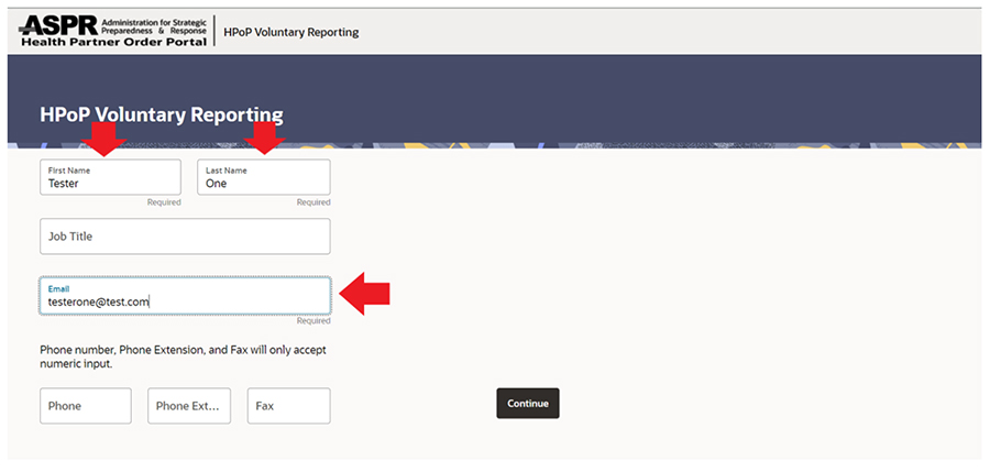 HPOP voluntary reporting website screenshot