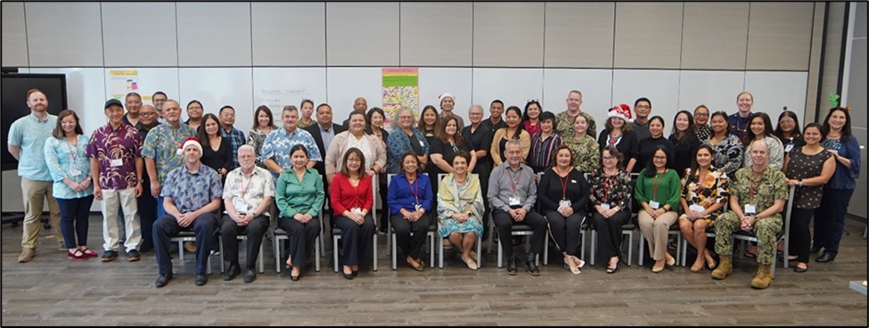 A group photo of the ASPR's Recovery Staff, Guam's governor, and members of Guam’s Health and Social Services Workforce Development Collaborative 