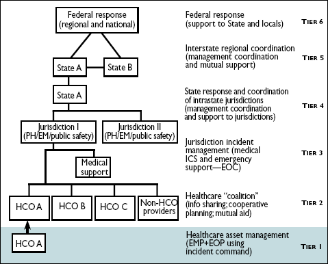 Image shows figure 1-2: MSCC Management Organization Strategy​ with emphasis on lowest level, Tier 1: Healthcare asset managemen