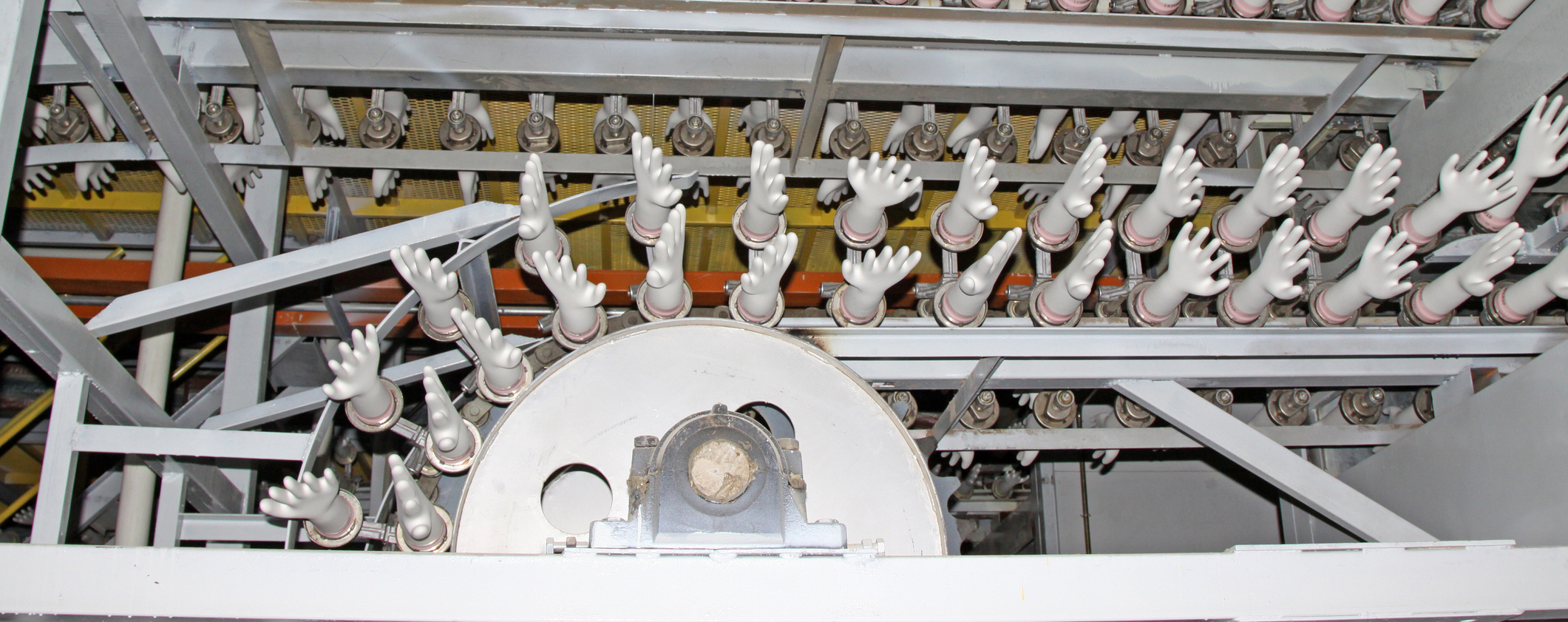 Widescreen picture, the manufacturing of gloves - stock photo
