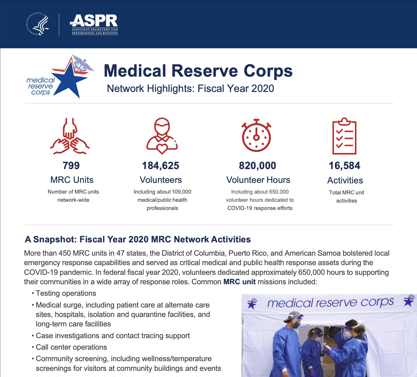 MRC Fiscal Year 2020 Highlights